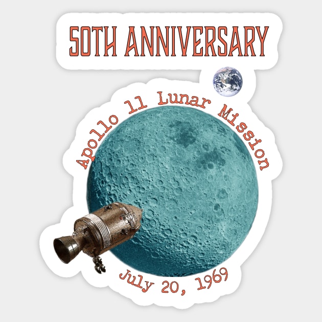 Apollo 11 Lunar Landing 50th Anniversary of First Man on the Moon Sticker by StephJChild